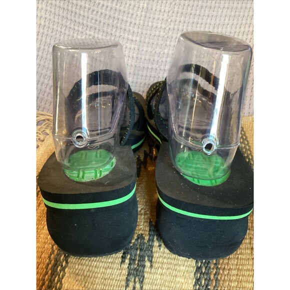 Skechers Cali Sandals Slide Sporty Slip On Black & Green Fabric Flats Womens 9 - Picture 7 of 14